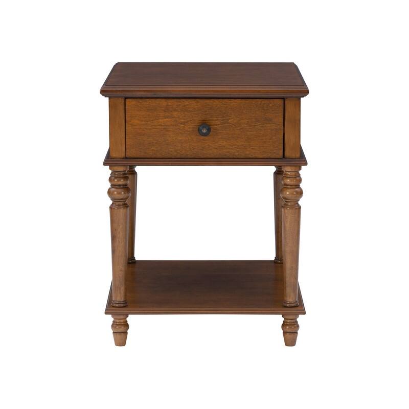 Linon Jowin Classic Wood Side Table with Storage