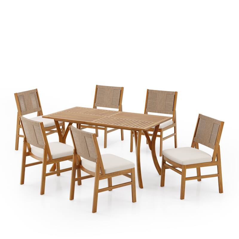 Christopher Knight Home - Outdoor Wood Dining Set Options with Handwoven Wicker Chairs and Multiple Table Styles