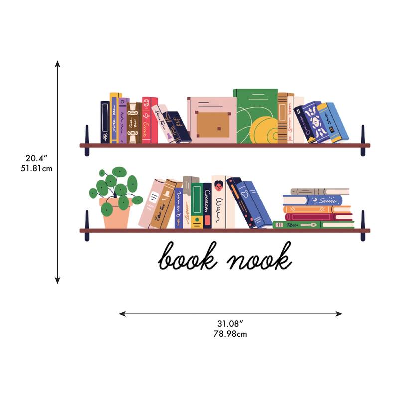 RoomMates Book Nook Shelf Multicolor Wall Decals