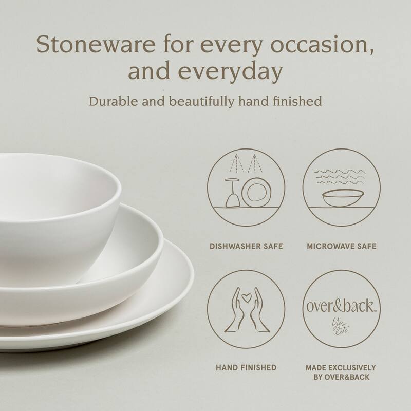 over&back Coupe Semi-Matte Stoneware Dinnerware Set