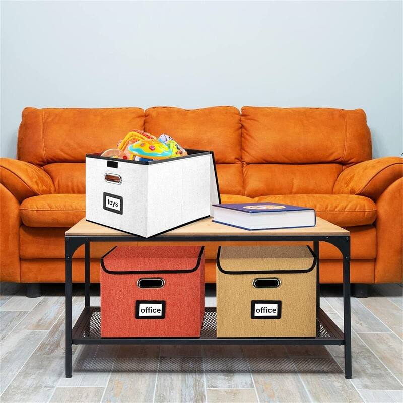 Collapsible File Storage Organizer Box - 14.9"L x 12.7"W x 10.8"H