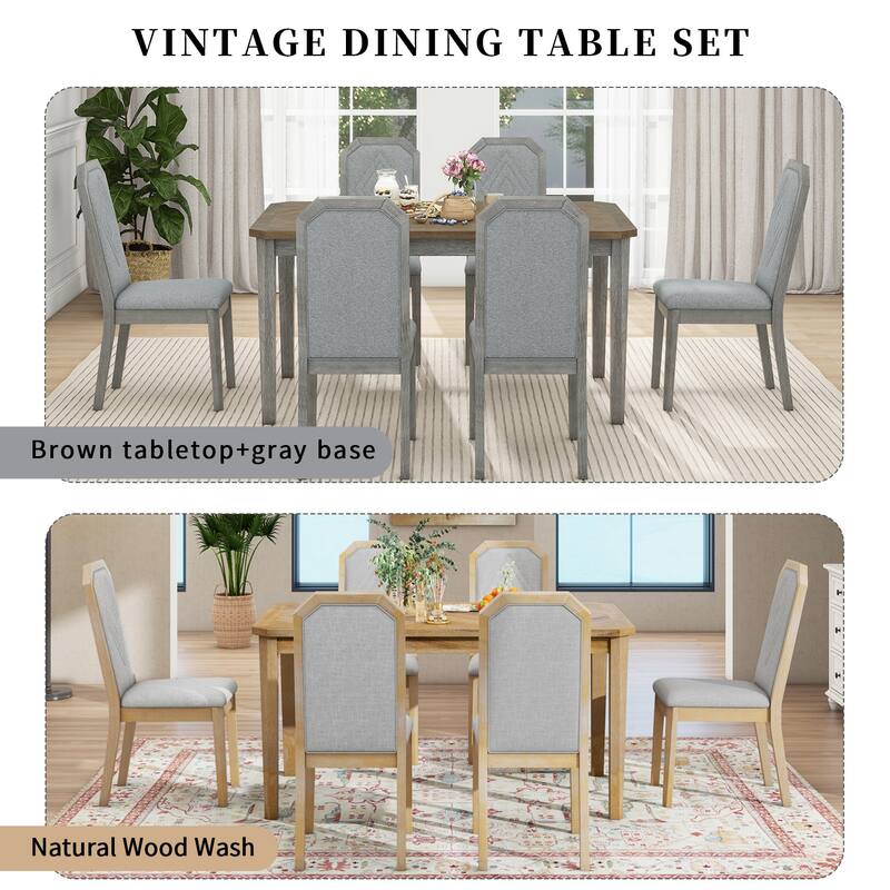 7-Piece Dining Table with 6 Upholstered Chairs
