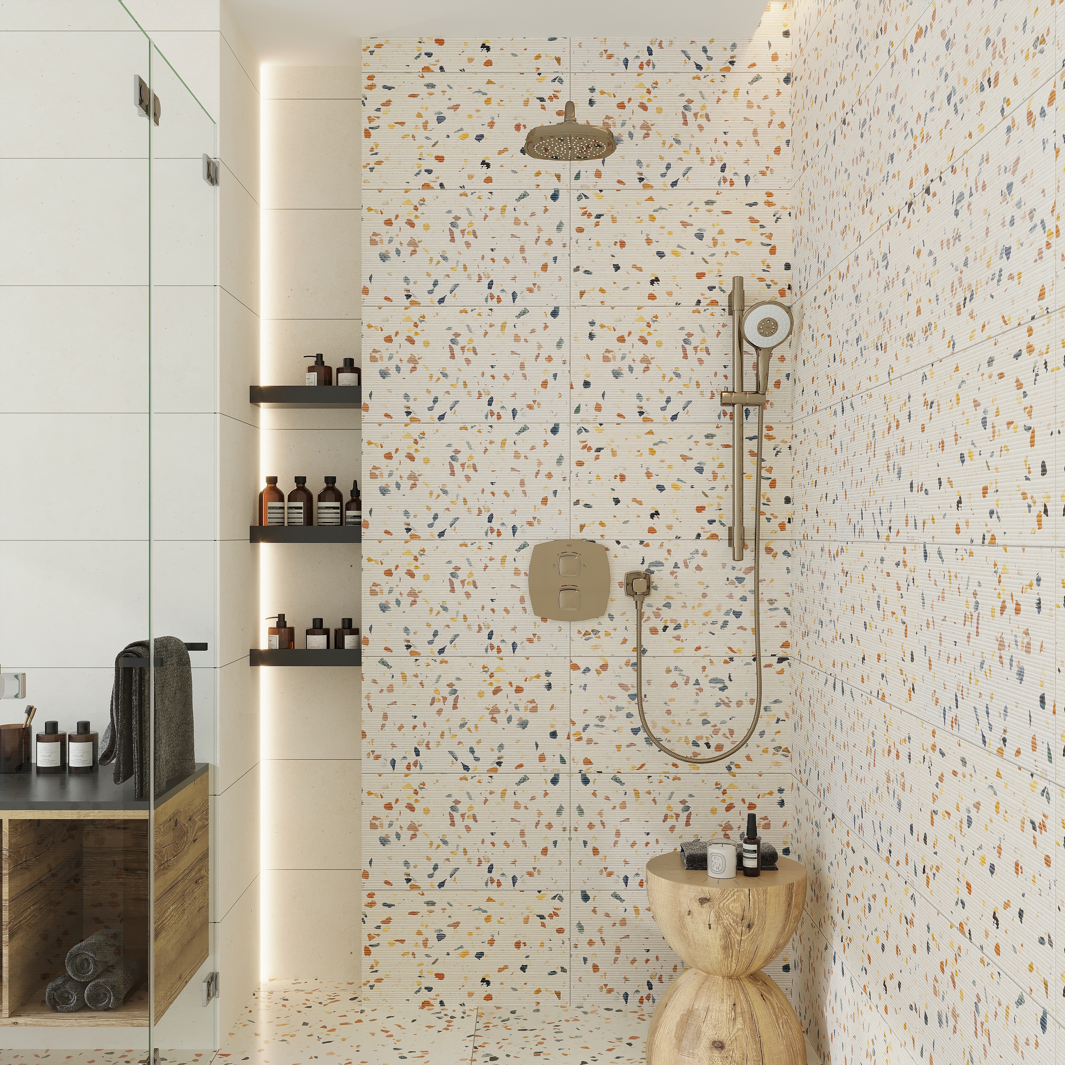 Terraforma 12x24 in. Beige Textured Terrazzo Large Wall Tile (7.75 sq ft/case, 4-Pack)