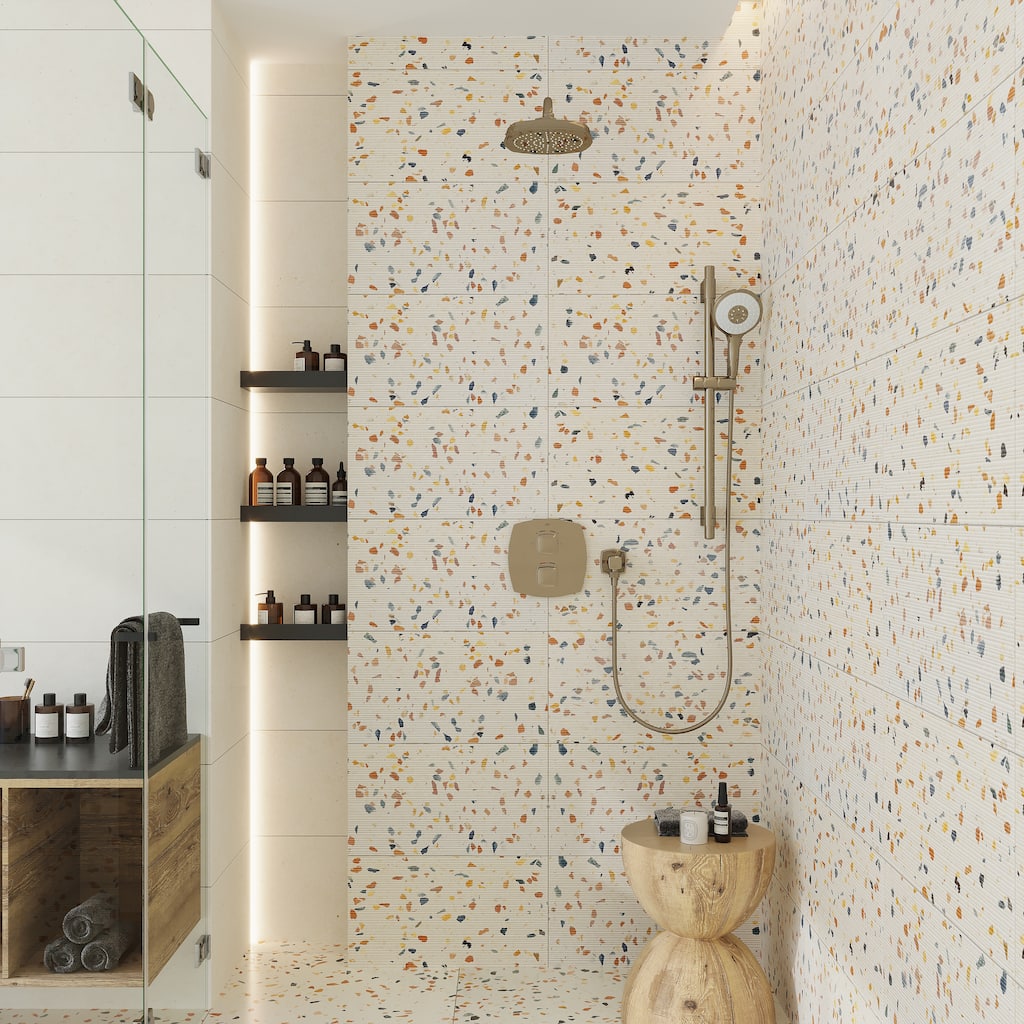 Terraforma 12x24 in. Beige Textured Terrazzo Large Wall Tile (7.75 sq ft/case, 4-Pack)