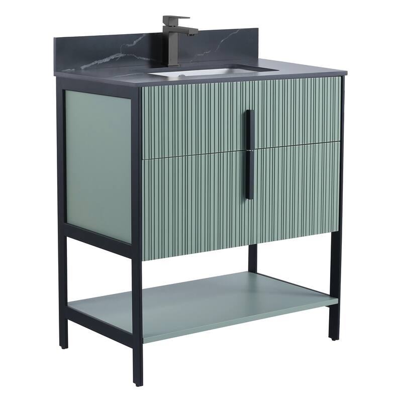 Fine Fixtures Serenity Modern Bathroom Vanity with Black Sintered Stone Top