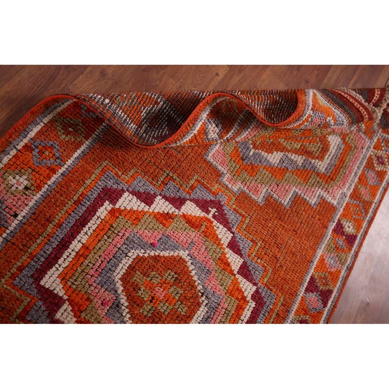 Oushak Turkish Vintage Runner Rug Hand-Knotted Foyer Wool Carpet - 2'11"x 12'10"