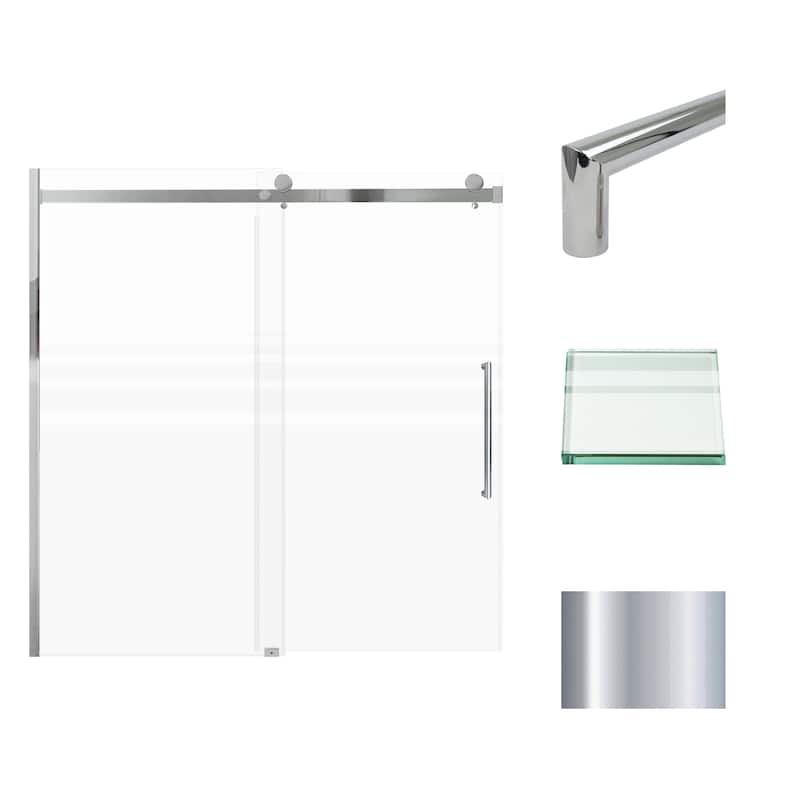 Madeline 60 in. W x 60 in. H Sliding Frameless Shower Door with Fixed Panel with Frosted Glass - 56-60-in W x 60-in H