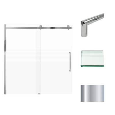 Madeline 60 in. W x 60 in. H Sliding Frameless Shower Door with Fixed Panel with Frosted Glass - 56-60-in W x 60-in H