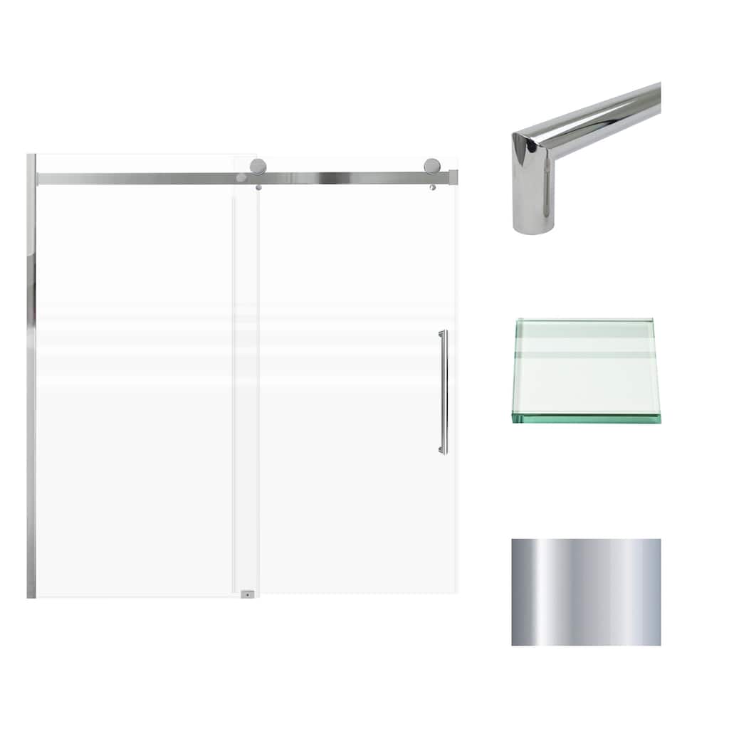 Madeline 60 in. W x 60 in. H Sliding Frameless Shower Door with Fixed Panel with Frosted Glass - 56-60-in W x 60-in H