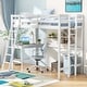 preview thumbnail 8 of 28, Costway Twin Size Loft Bed w/ Desk & Shelf 2 Ladders & Guard Rail for