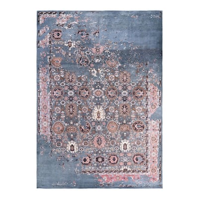 Ikat One-of-a-Kind Hand-Knotted Area Rug, Blue - 8' 10" x 12' 4"