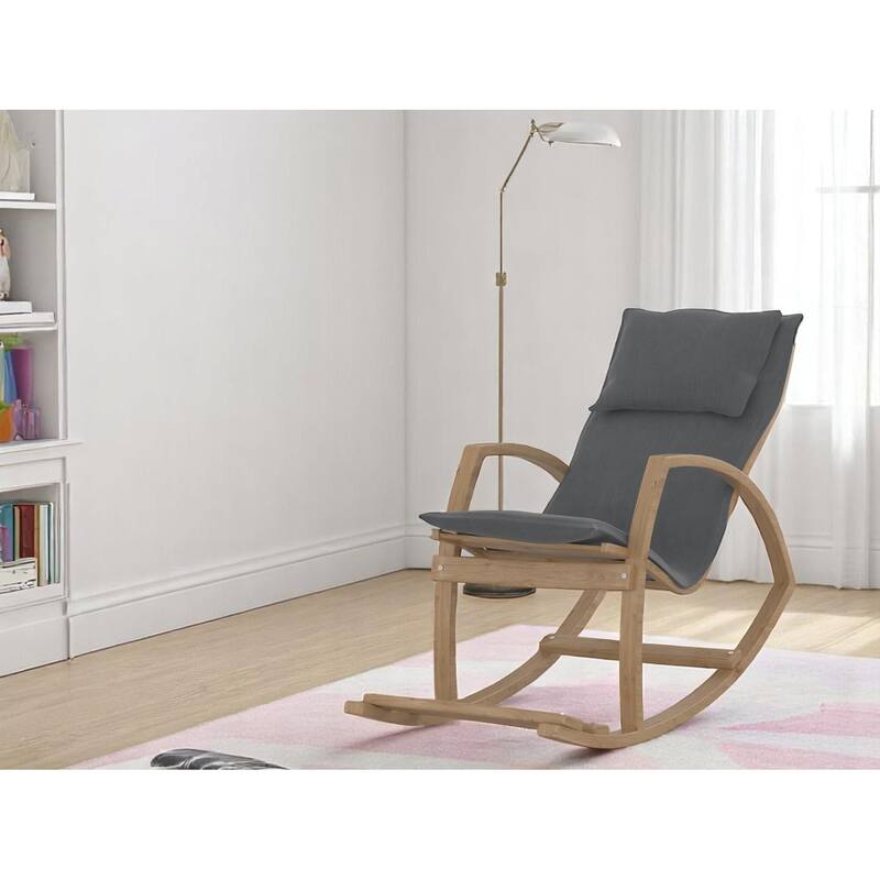 Modern Rocking Chair, Modern Accent Rocker Armchair With Wooden Frame, Upholstered High Back Wooden Rocking Chair
