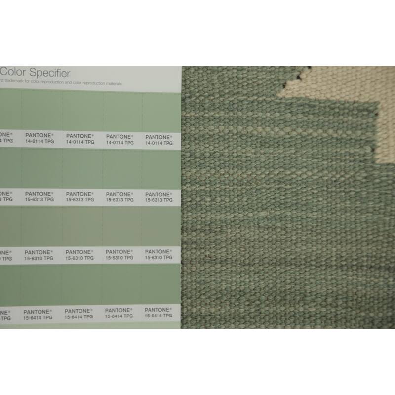 Hand Woven Oriental 100% Wool Carpet Southwestern Tribal Green Kilim Area Rug - 10' 0'' X 6' 9''