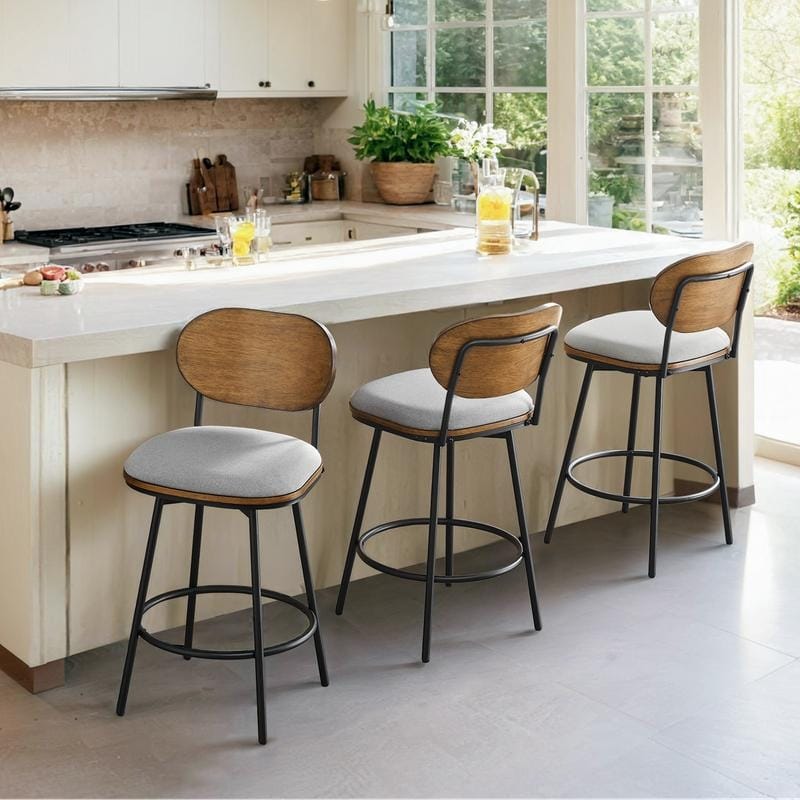 Spruce & Spring Megan Swivel Counter Bar Stool with Metal Legs