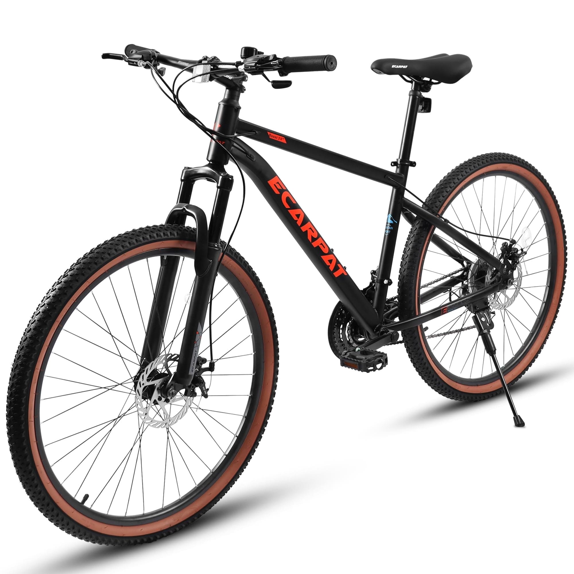 Mountain Bike 24 Inch Wheels, 21-Speed Mens Womens Trail Commuter