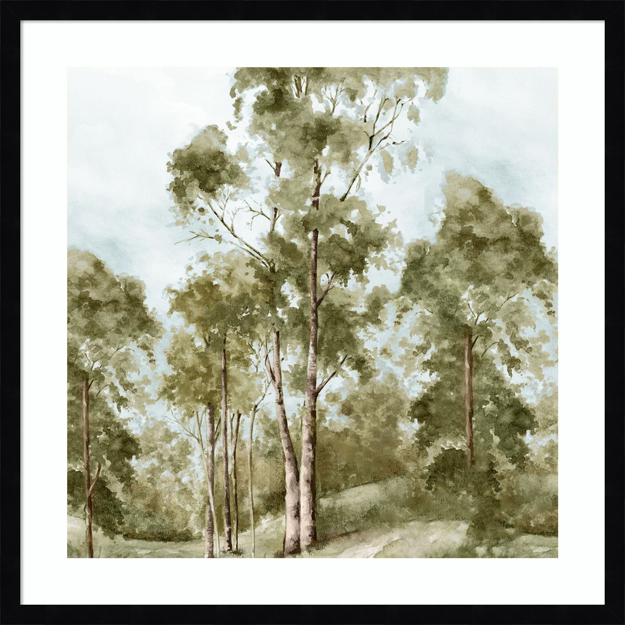 Pathway Through Tranquil Woods by PI Studio Wood Framed Wall Art Print