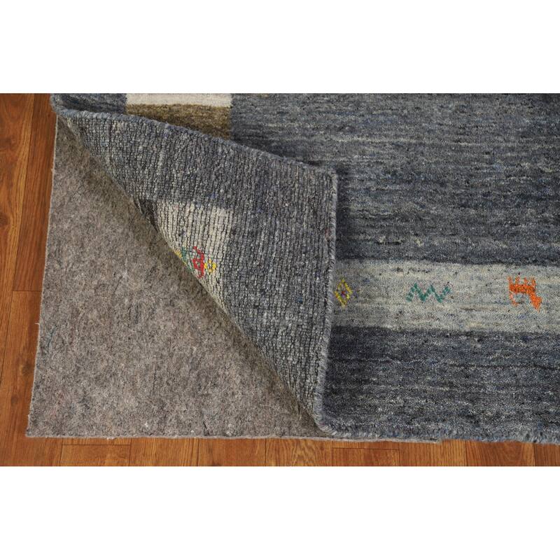 Hand Knotted Oriental 100% Wool Carpet Tribal Tribal Greys & Charcoal Gabbeh Area Rug - 6' 9'' X 4' 8''