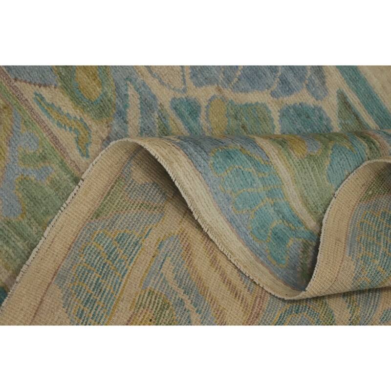 Vegetable Dye Wool Oushak Turkish Area Rug, Geometric Carpet - 11' 10'' X 9' 2''