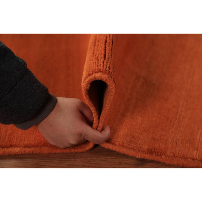 Orange Gabbeh Oriental Rug Handmade Wool Carpet - 3'5" x 4'11"