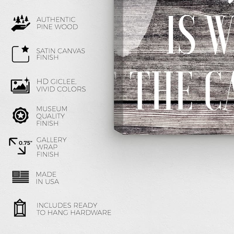 Wynwood Studio Canvas Animals Home is where the cat is Gray and Light Gray Rustic Wall Art Canvas Print