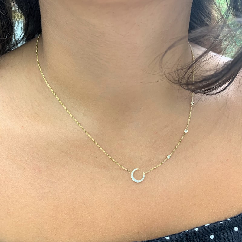 Joelle Collection Diamond Moon Necklace 14K Gold 1/6ct TDW