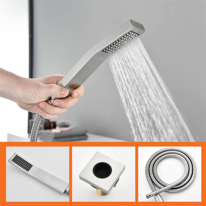 Waterfall Deck Mount Tub Faucet With Handheld Shower Brass Roman Bathtub Faucet Modern Tub Filler With Sprayer