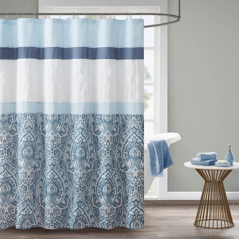 510 Design Josefina Printed and Embroidered Shower Curtain - Blue