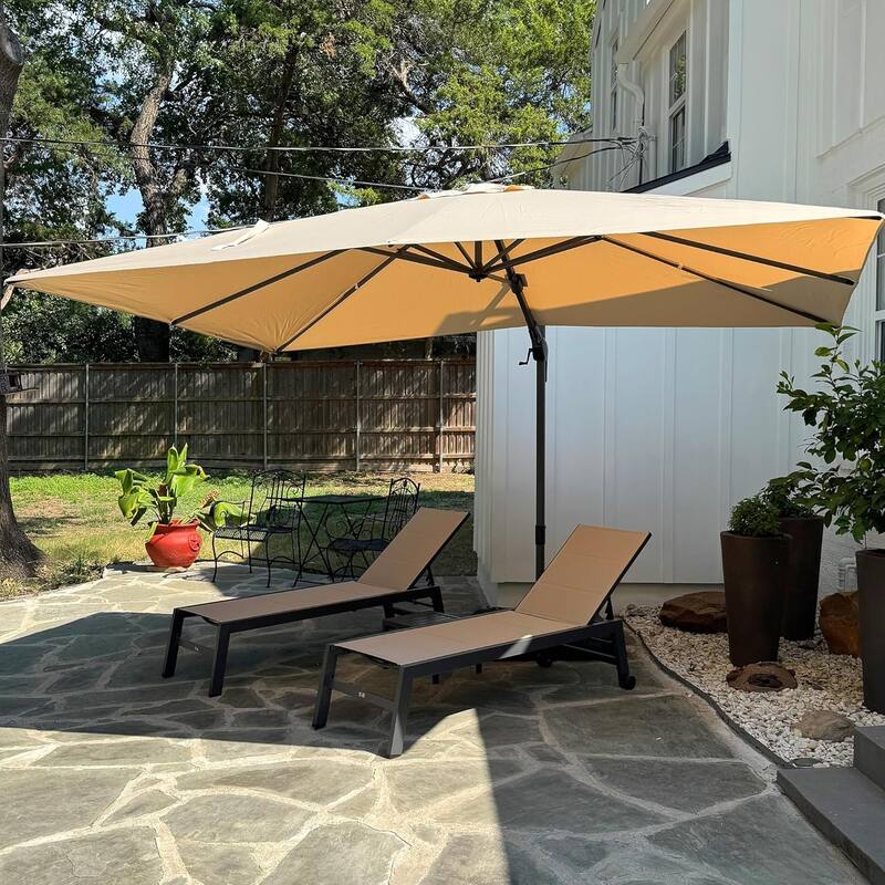 PURPLE LEAF 8 ft Square 360 Degree Rotation Patio Cantilever Umbrella