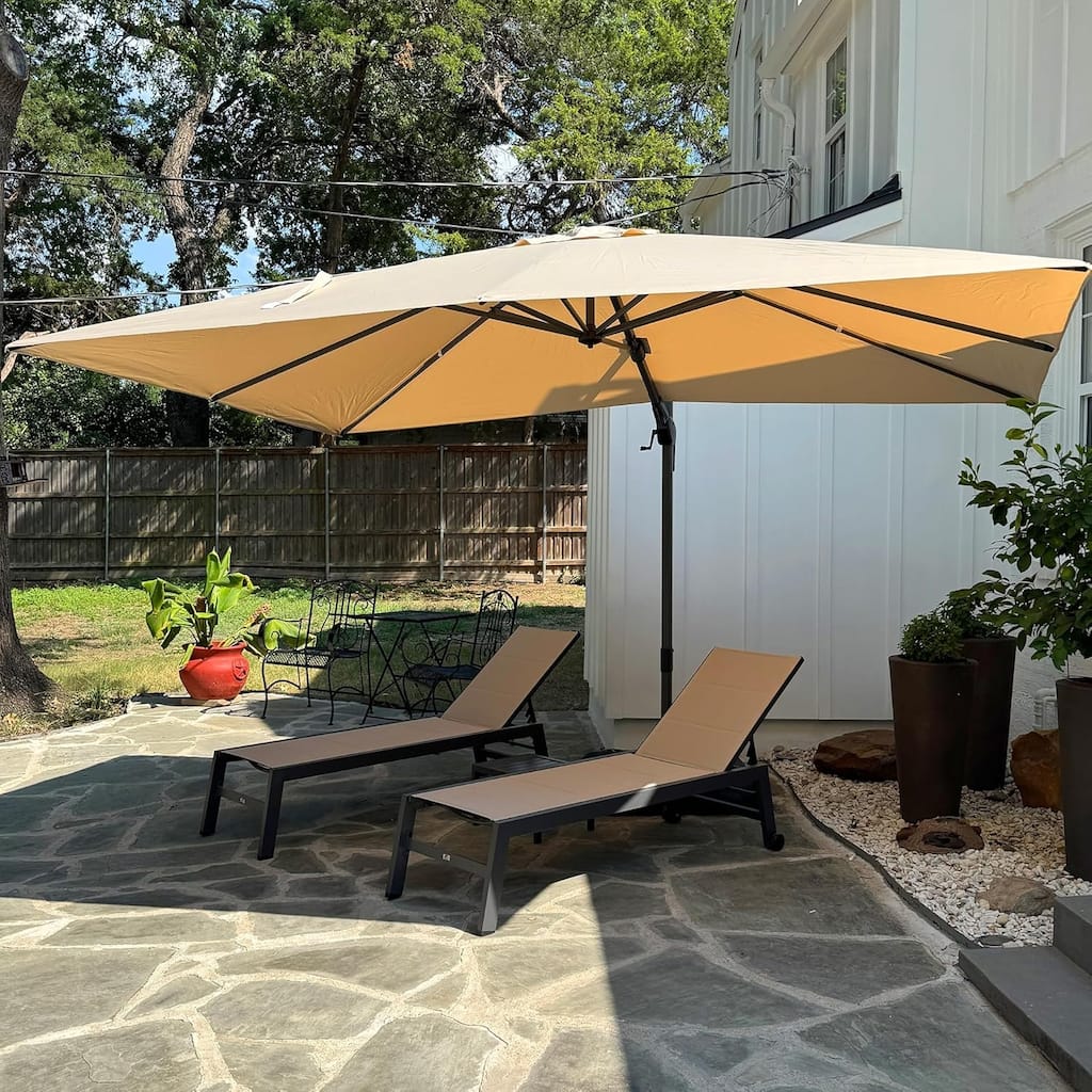 PURPLE LEAF 8 ft Square 360 Degree Rotation Patio Cantilever Umbrella
