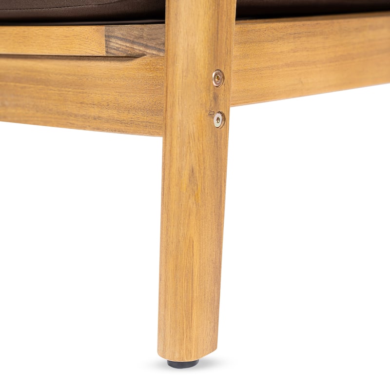 Christopher Knight Home - Outdoor Acacia Wood Club Chair with Rope Back and Water-Repellent Cushions