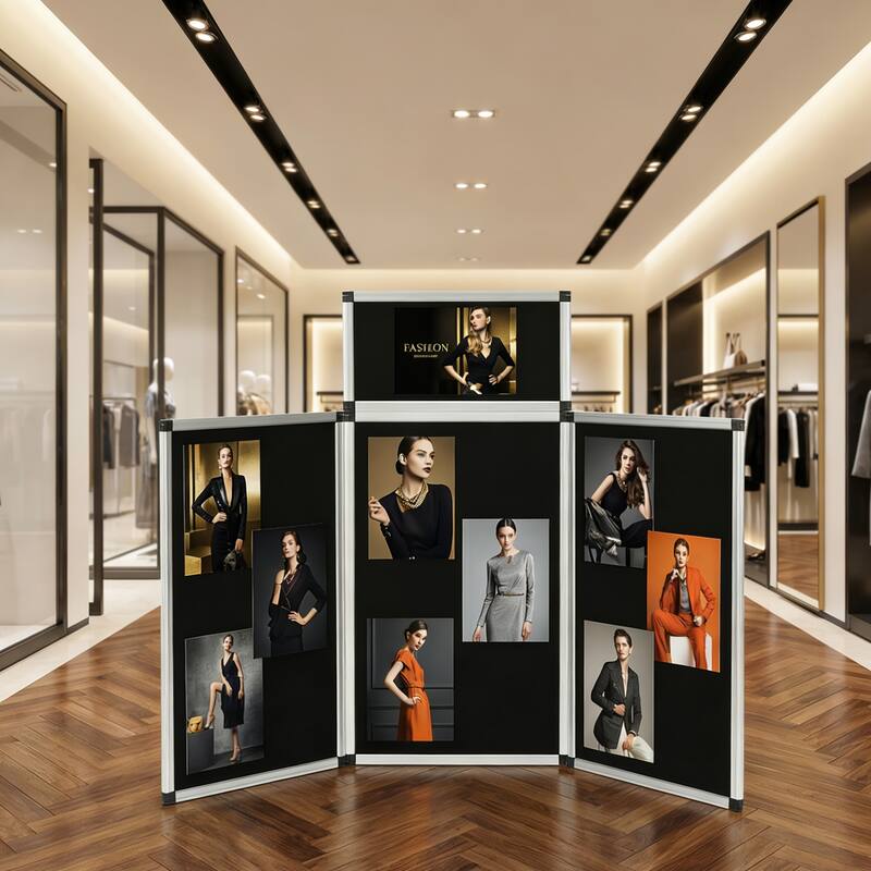 Foldable 3+1 Bulletin Board, Aluminum Foldable Display Board