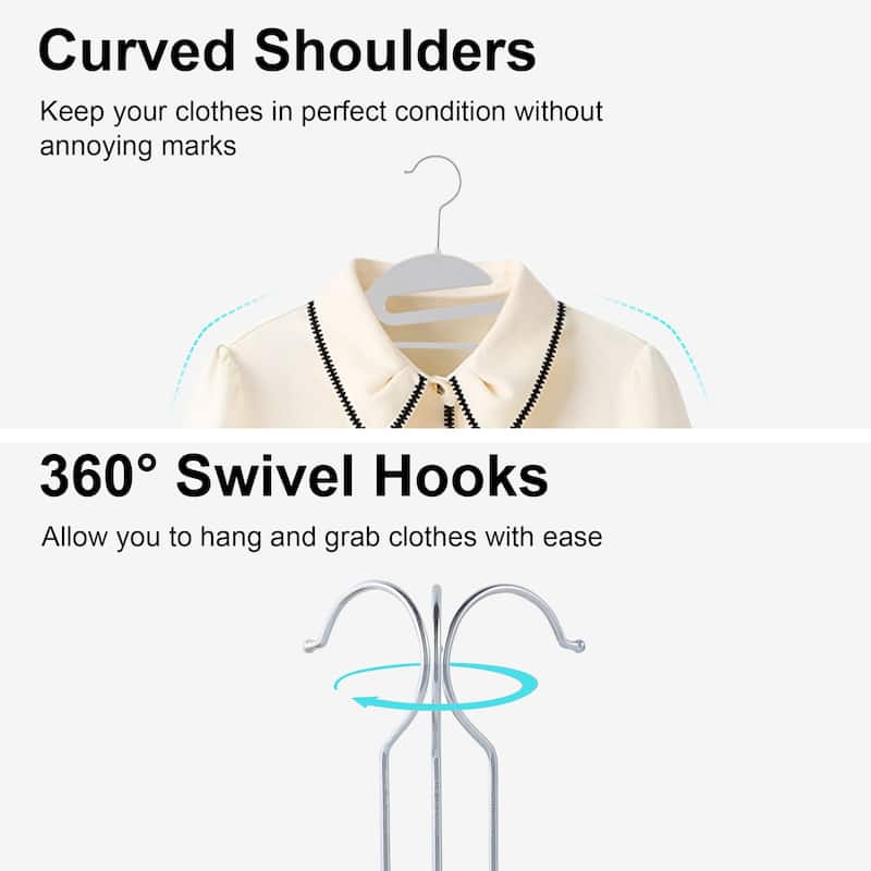 100 Pack Clothes Hangers Plastic Coat Hangers Non-Slip Space-Saving Swivel Hook