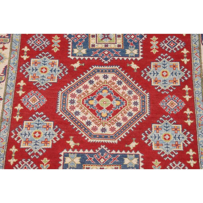Traditional Red Kazak Oriental Area Rug Hand-Knotted Wool Carpet - 5'1" x 6'9"