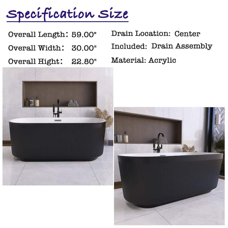 Acrylic Freestanding Flatbottom Soaking Bathtub
