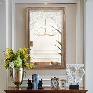 Wood Framed Rectangular Accent Wall Mirror - 43.39" H x 27.95" W x 1.5" D