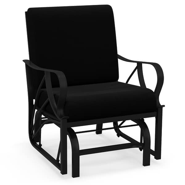 slide 2 of 23, Patio Glider Rocking Chair with Curved Armrest and Breathable High Backrest - 28.5" x 26" x 35" (L x W x H) Black