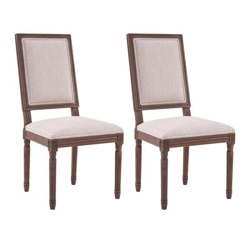 Christopher Knight Home - French Country Dining Chairs Set with Upholstered Backrest & Upholstered Seats with Fluted Legs
