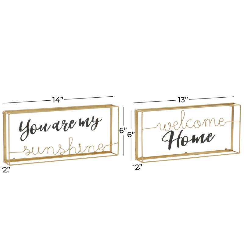 Glass Sunshine, Home Decorative Sign - Set of 2 Gold - Roche River Decor