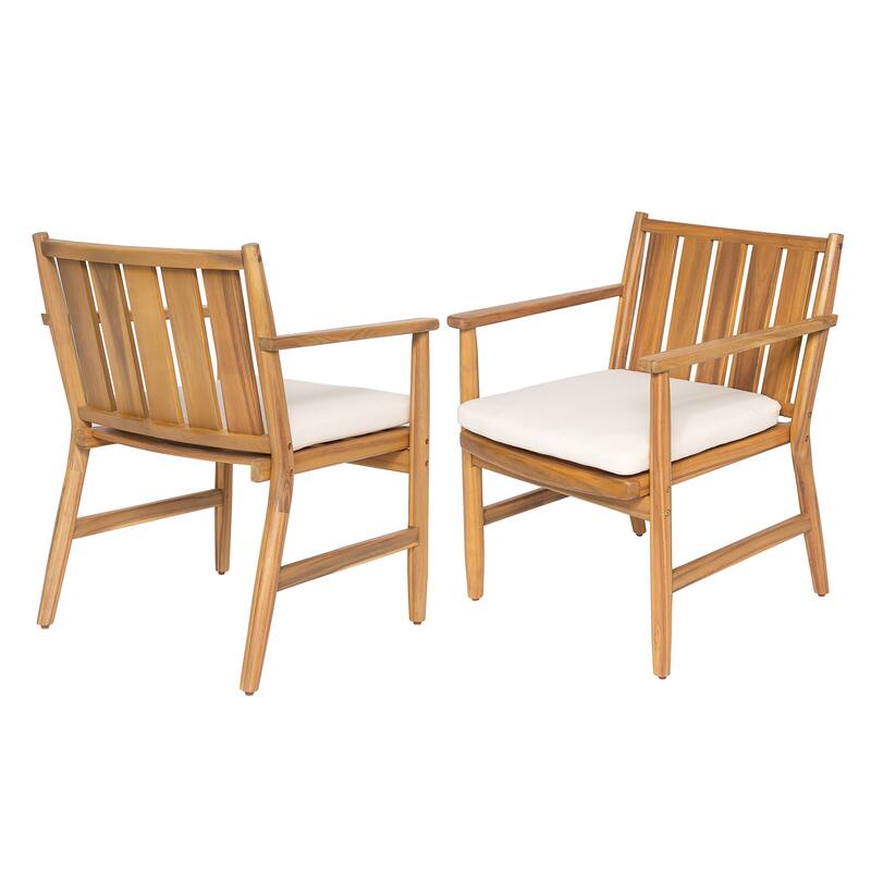 Christopher Knight Home - Modern Outdoor Acacia Wood Dining Chair Set with Weather-Resistant Frame (Set of 2)