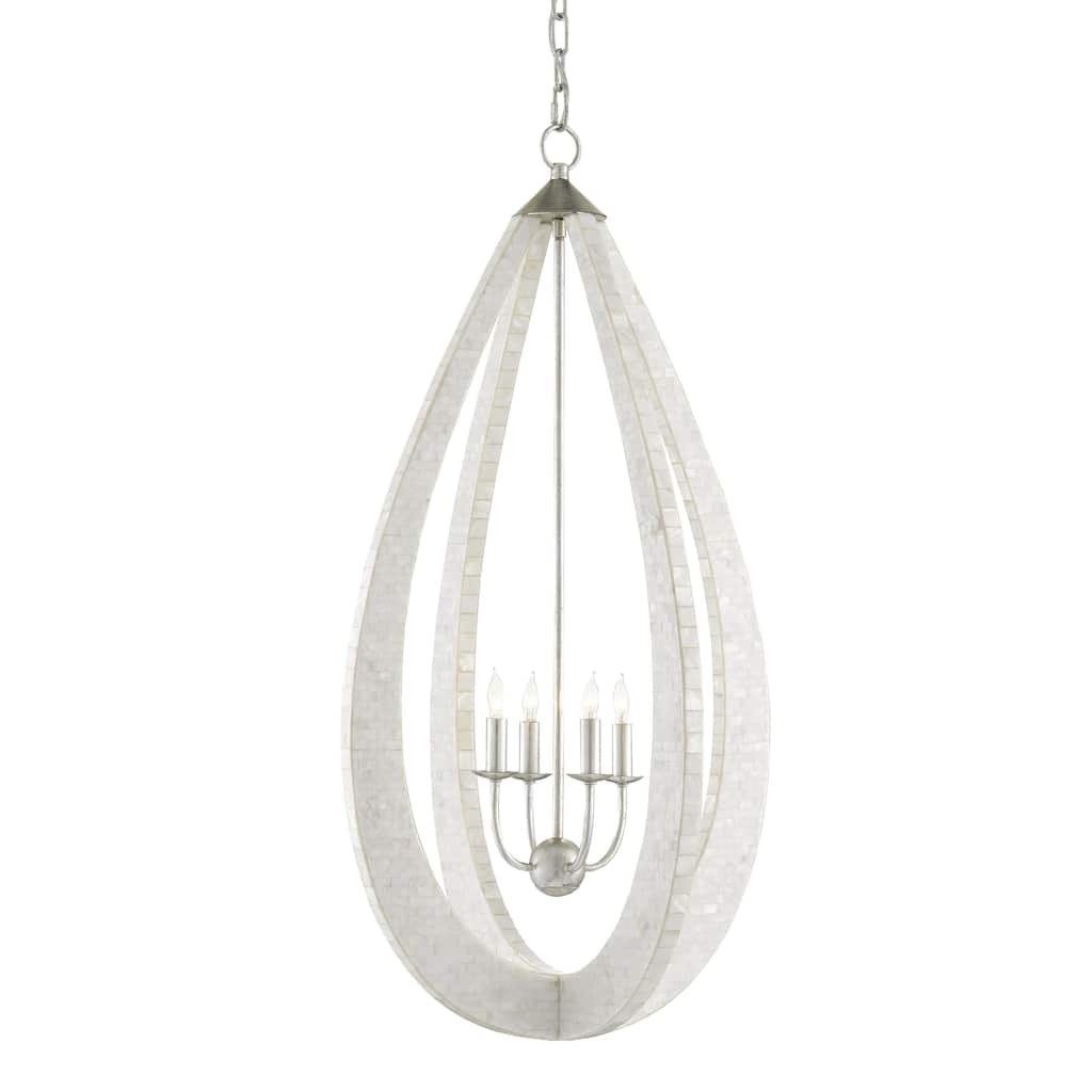 Currey & Company Arietta White Teardrop Chandelier - 38"h x 20.25"dia