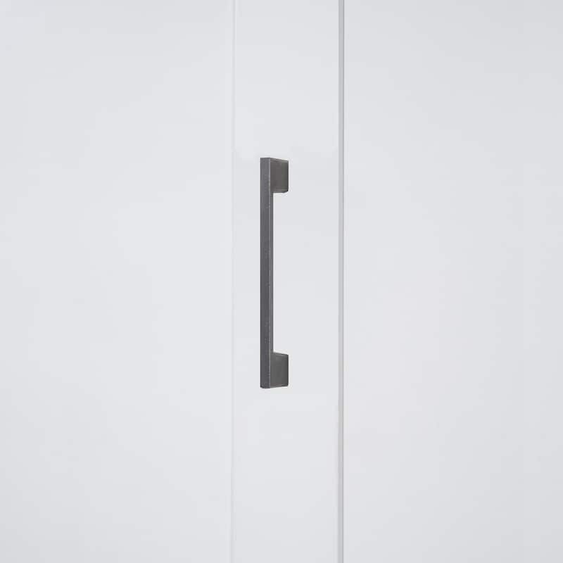 Queen Size Murphy Bed Wall Cabinet Bed with Built-in Wardrobe, Integrated Storage Shelf and Hydraulic Lift System