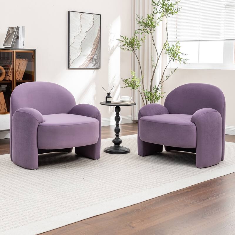 SEYNAR Modern Glam Velvet Thickened Seat Cushion Accent Chair Set of 2