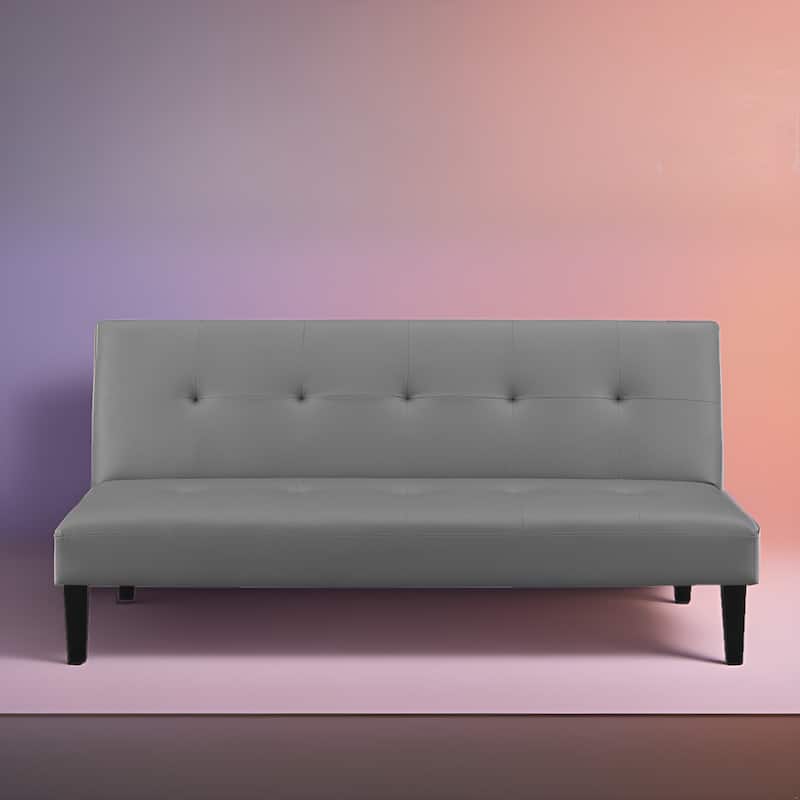 Modern Futon Sofa Bed, Convertible Couch with Wooden Legs, Recliner