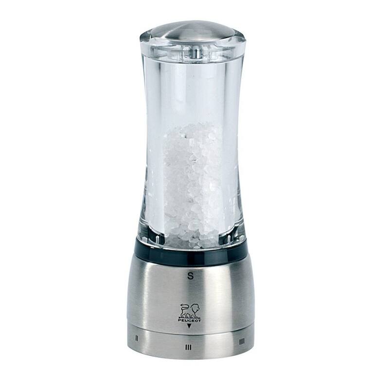Peugeot Daman U'Select Shaftless 6.5 Inch Salt Mill, Stainless Steel - Stainless Steel & Clear - Stainless Steel & Clear