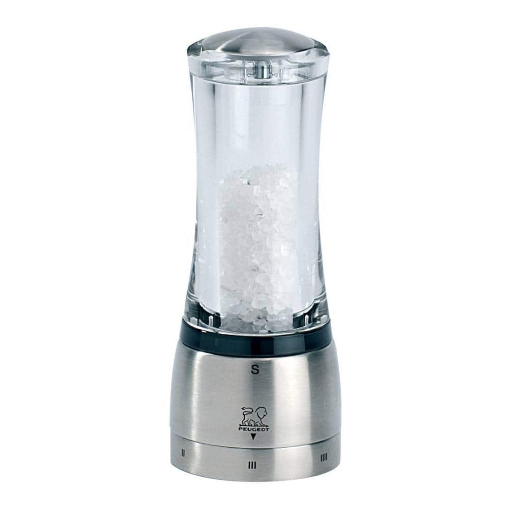 Peugeot Daman U'Select Shaftless 6.5 Inch Salt Mill, Stainless Steel - Stainless Steel & Clear - Stainless Steel & Clear