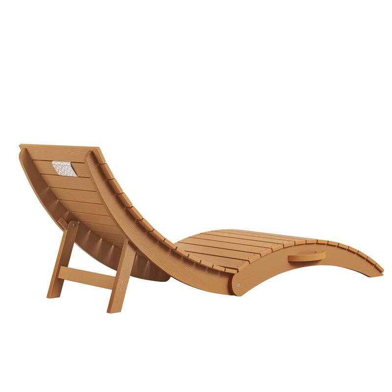 2-Piece Folding HDPS Plastic Outdoor Pool Chaise Lounges with Headrest Cushion
