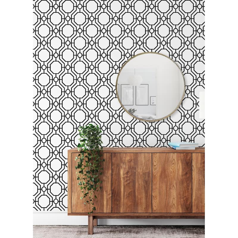 InHome Scott Living Crawford Black & White Peel & Stick Wallpaper