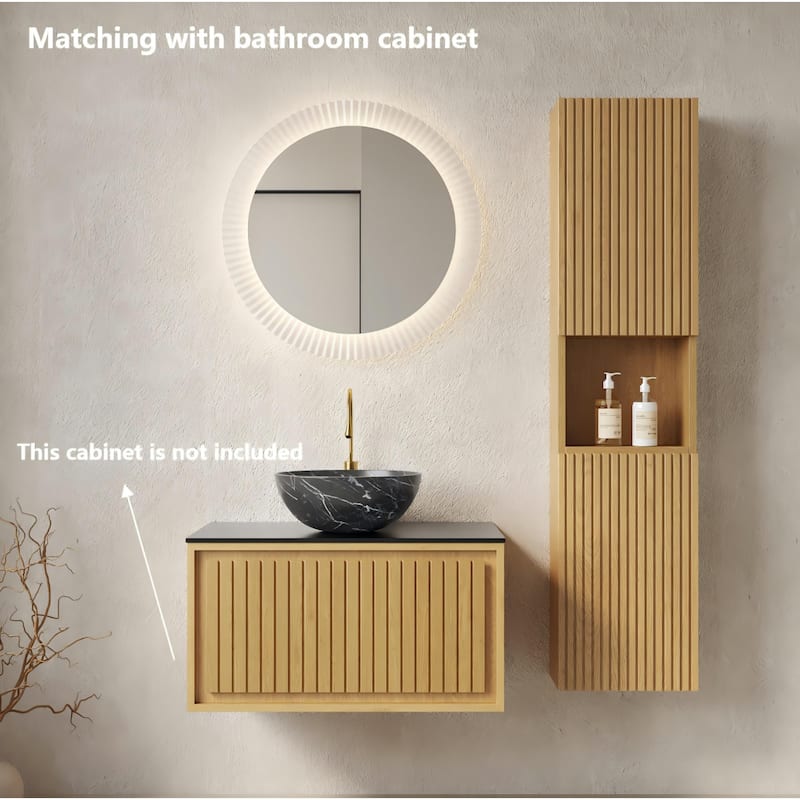 Modland 14"W x 59''H Wall Mounted Bathroom Cabinet - Narrow Waterproof Plywood, Corolla Oak for Over Toilet Storage