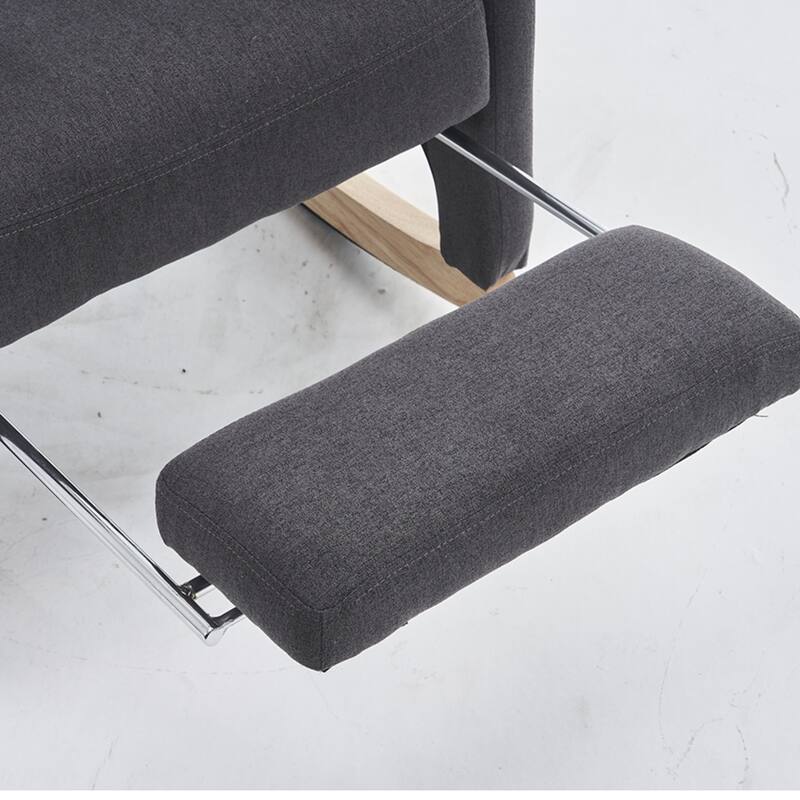 Linen Rocking Chair With Adjustable Footrest