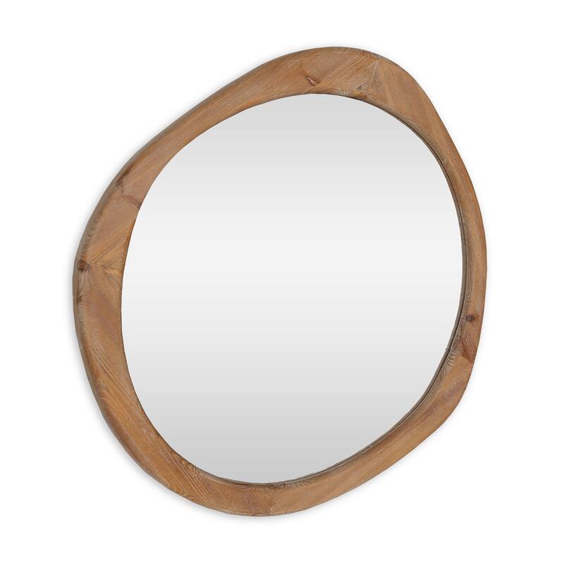 HomeRoots 32" Brown Abstract Wood Framed Accent Mirror - 31.00 in. x 32.00 in. x 1.50 in.